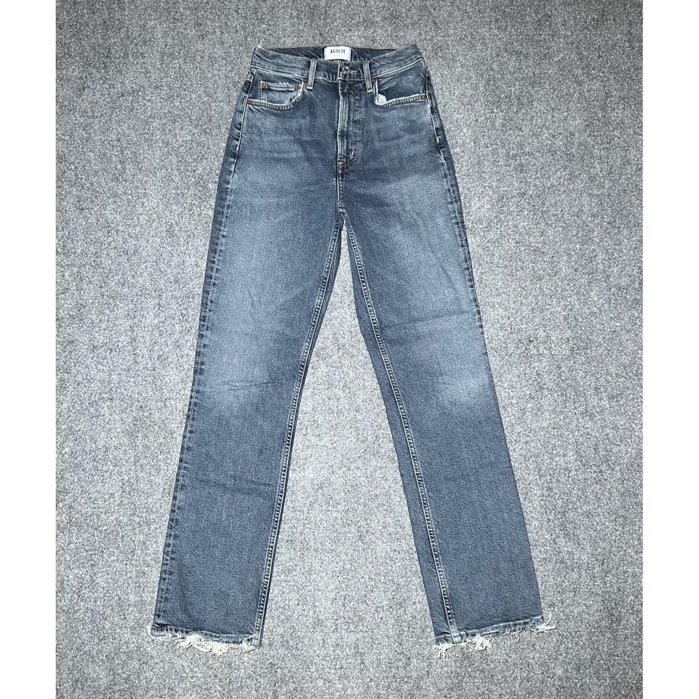 Agolde High Rise Stovepipe Jeans Blue Women 24 Straight Skinny Organic Cotton